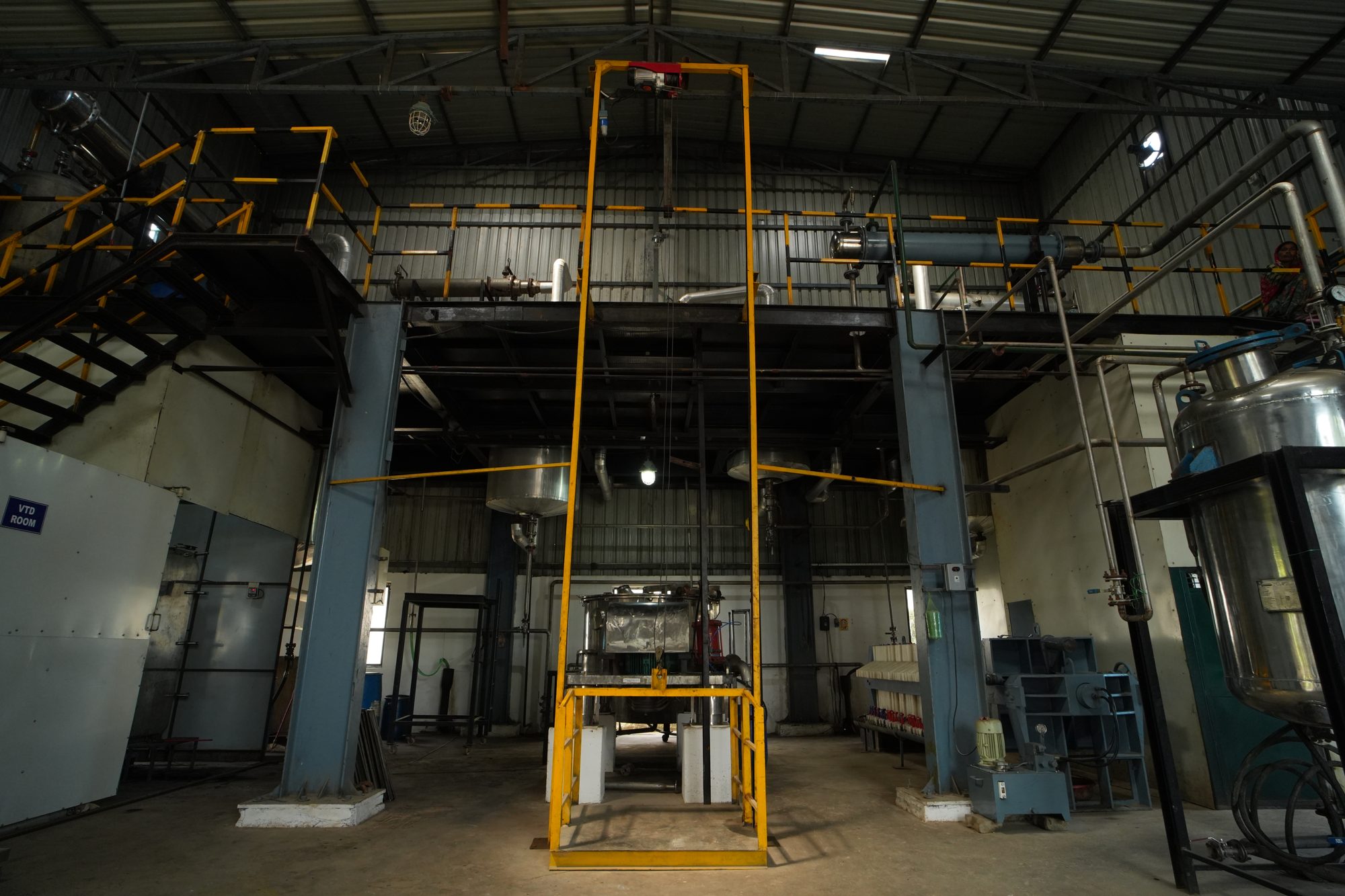 Process platforms inside the Crushed Leaf Organics production hall
