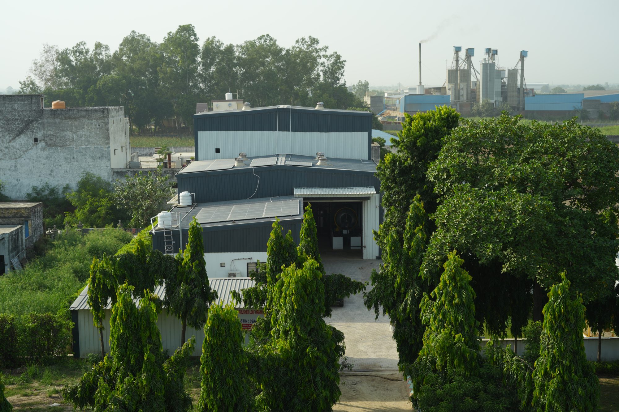 View over the Crushed Leaf Organics facility in Sikandrabad
